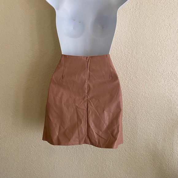 Leather Look A Line Mini Skirt - Picture 2 of 2